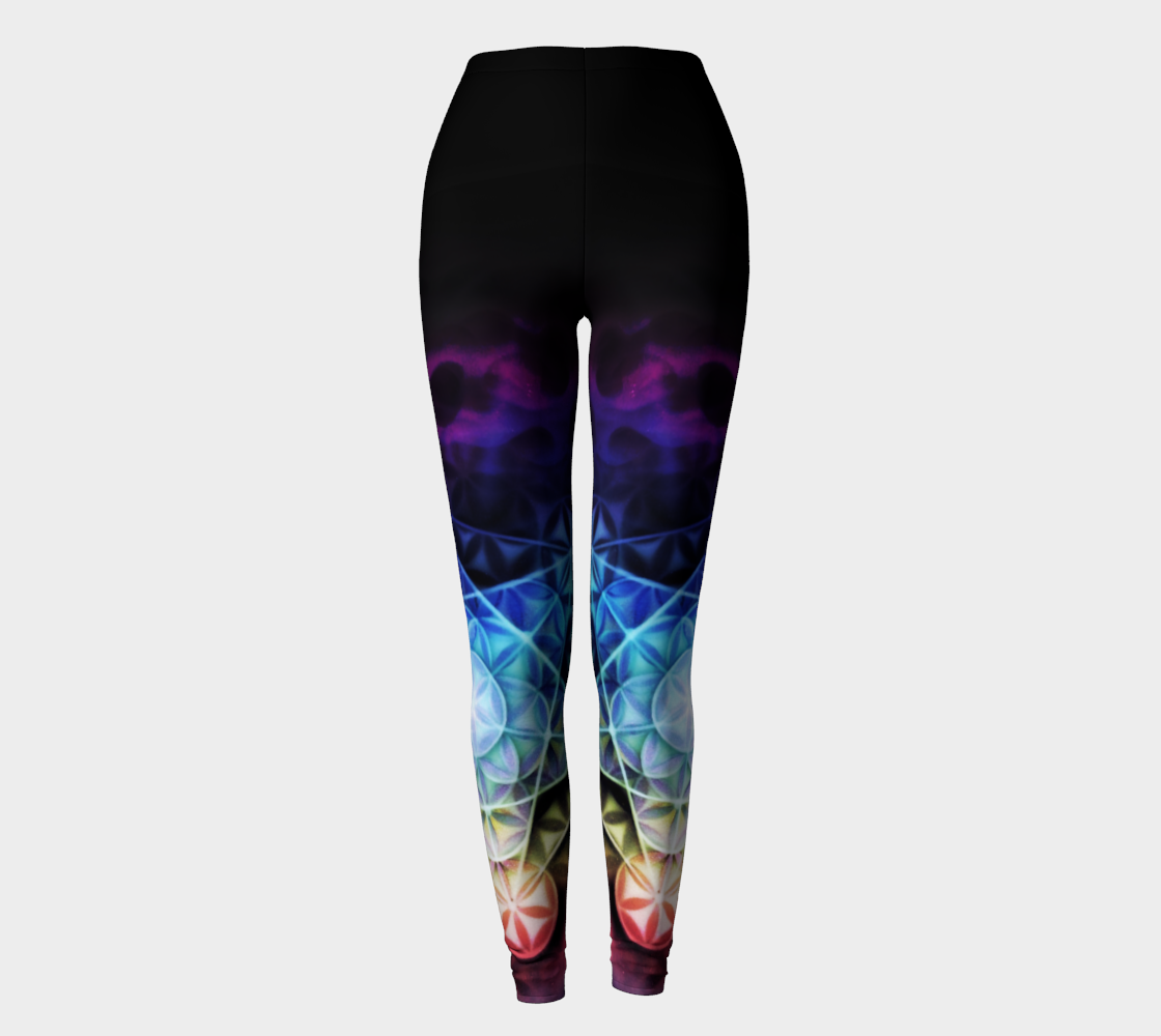 Airbrushed Rainbow Flower of Life Spectrum Leggings