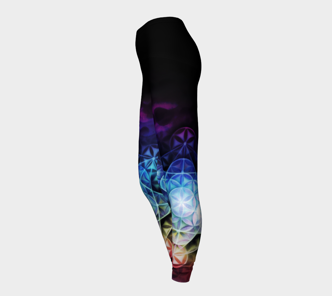 Airbrushed Rainbow Flower of Life Spectrum Leggings