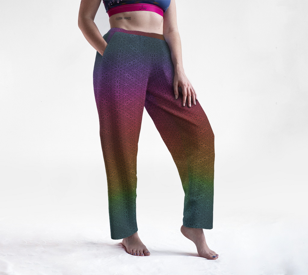 Hey Rainbow Flower of Life Pattern Lounge Pants