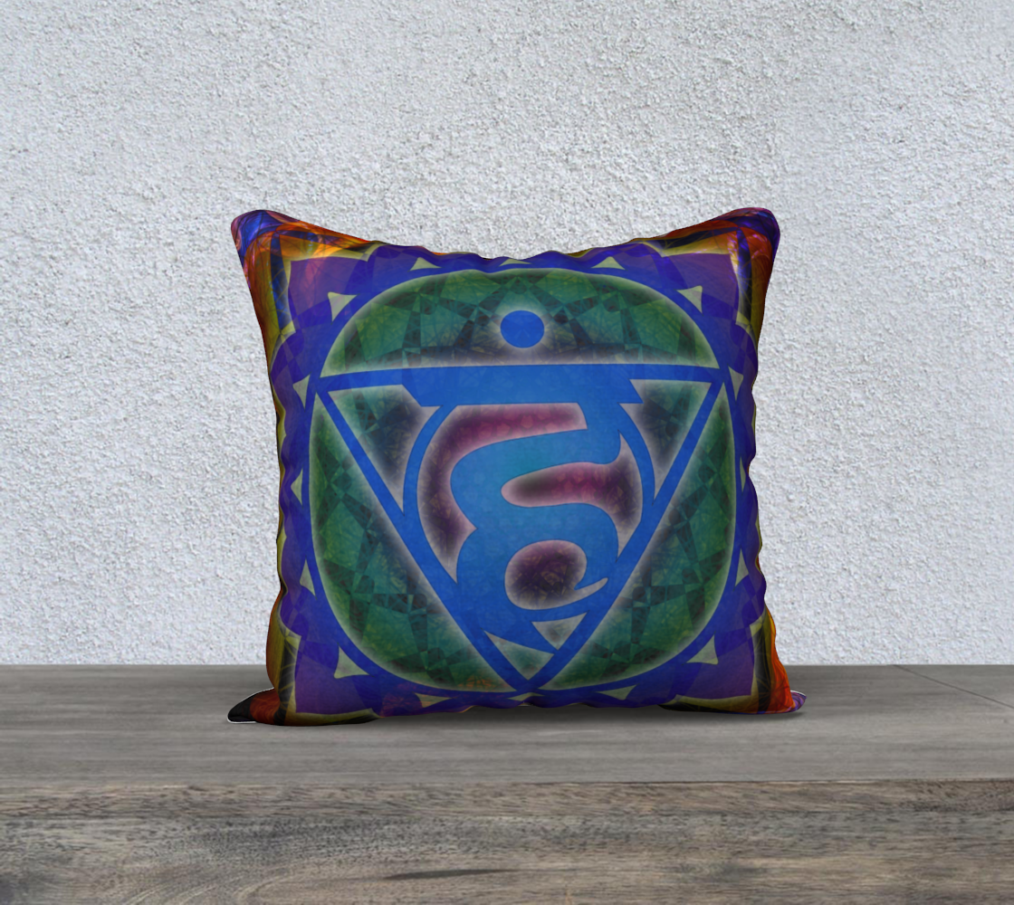 Throat Chakra Pillowcase Invisible Zipper 18"