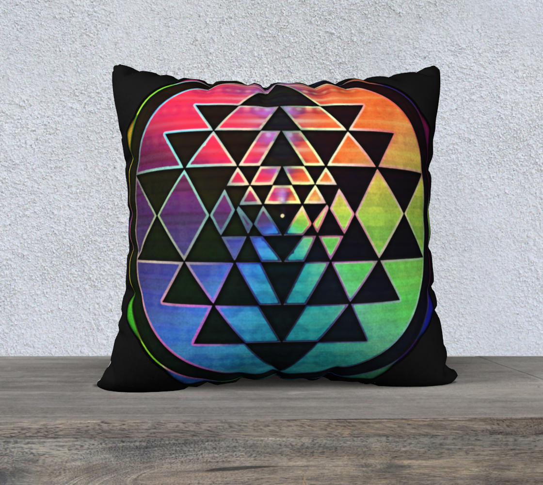 Rainbow Sri Yantra 22" Pillowcase