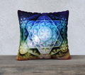 Airbrushed Rainbow Spectrum Flower of Life Pillowcase 22"