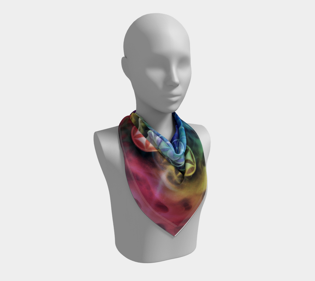 Airbrushed Rainbow Spectrum Flower of Life Scarf or Tapestry