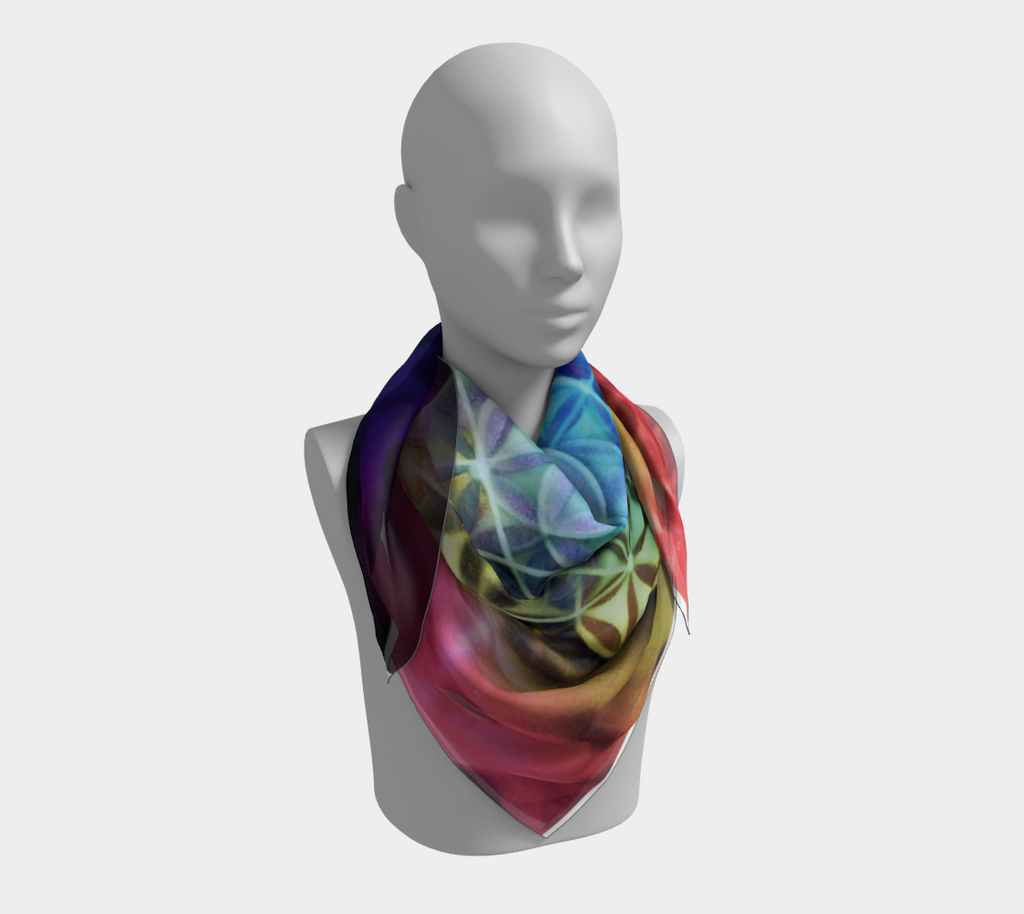 Airbrushed Rainbow Spectrum Flower of Life Scarf or Tapestry
