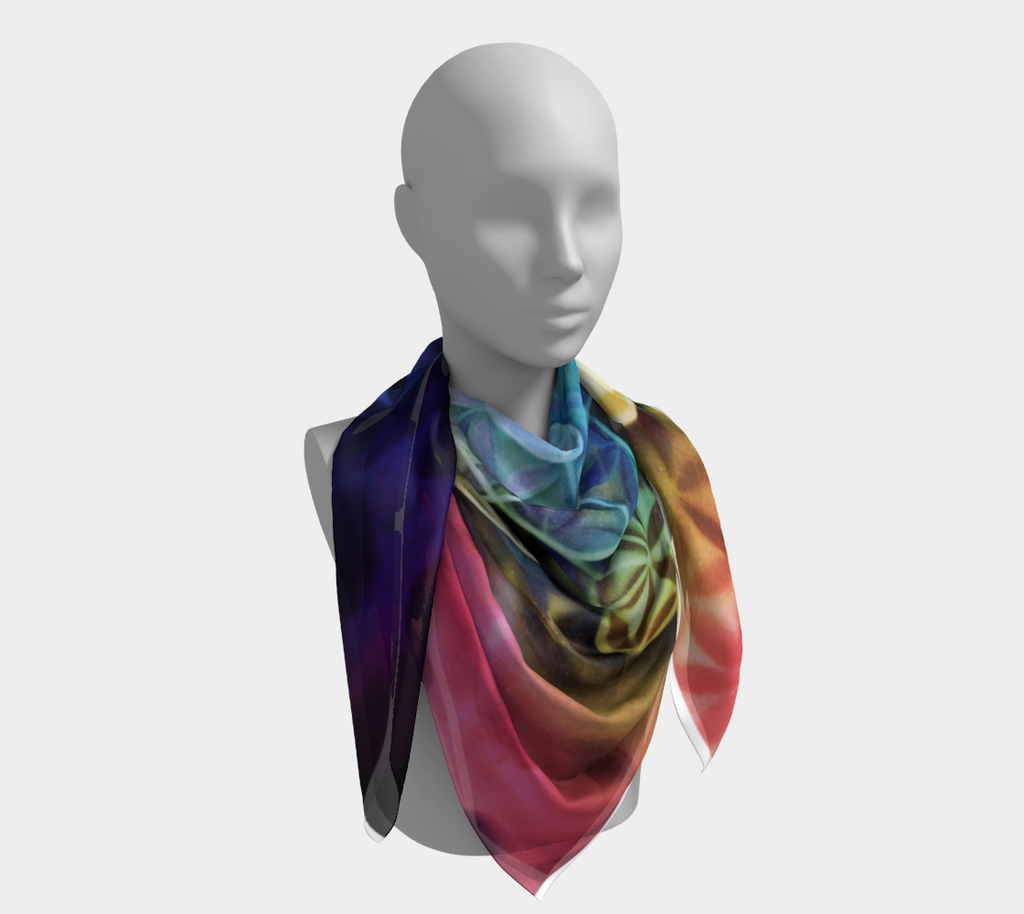 Airbrushed Rainbow Spectrum Flower of Life Scarf or Tapestry