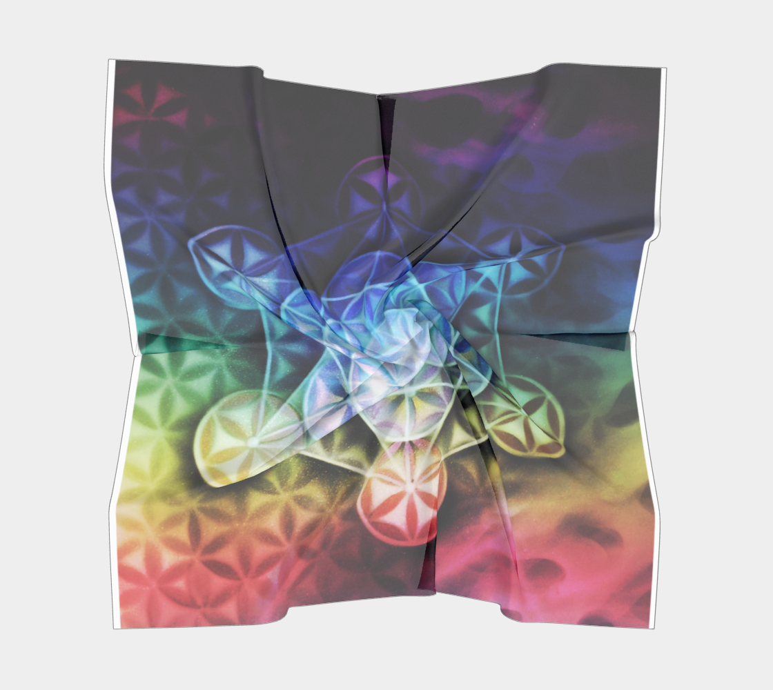 Airbrushed Rainbow Spectrum Flower of Life Scarf or Tapestry
