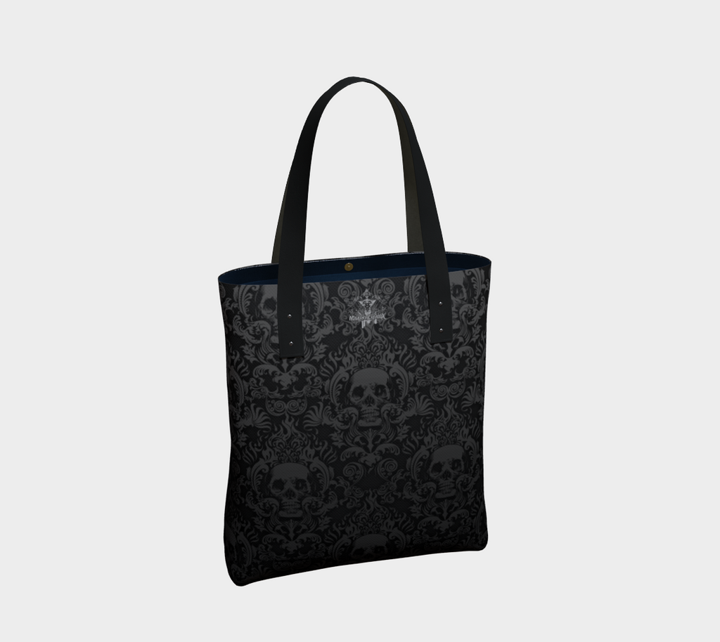 Skull Damask Bag Lined Tote Shoulder Bag