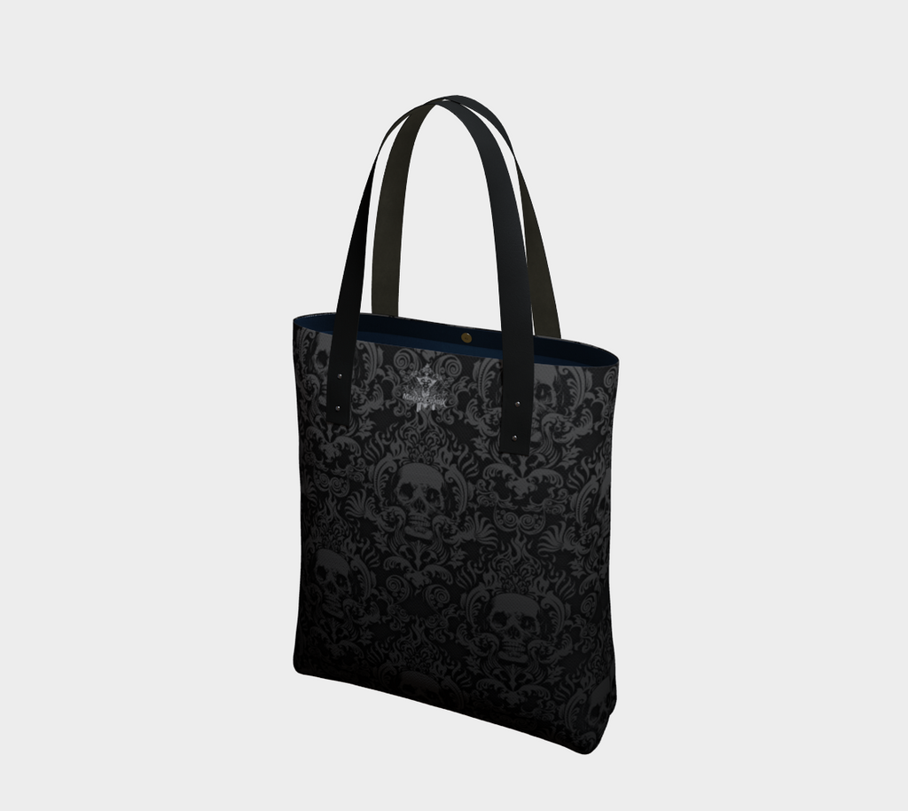 Skull Damask Bag Lined Tote Shoulder Bag