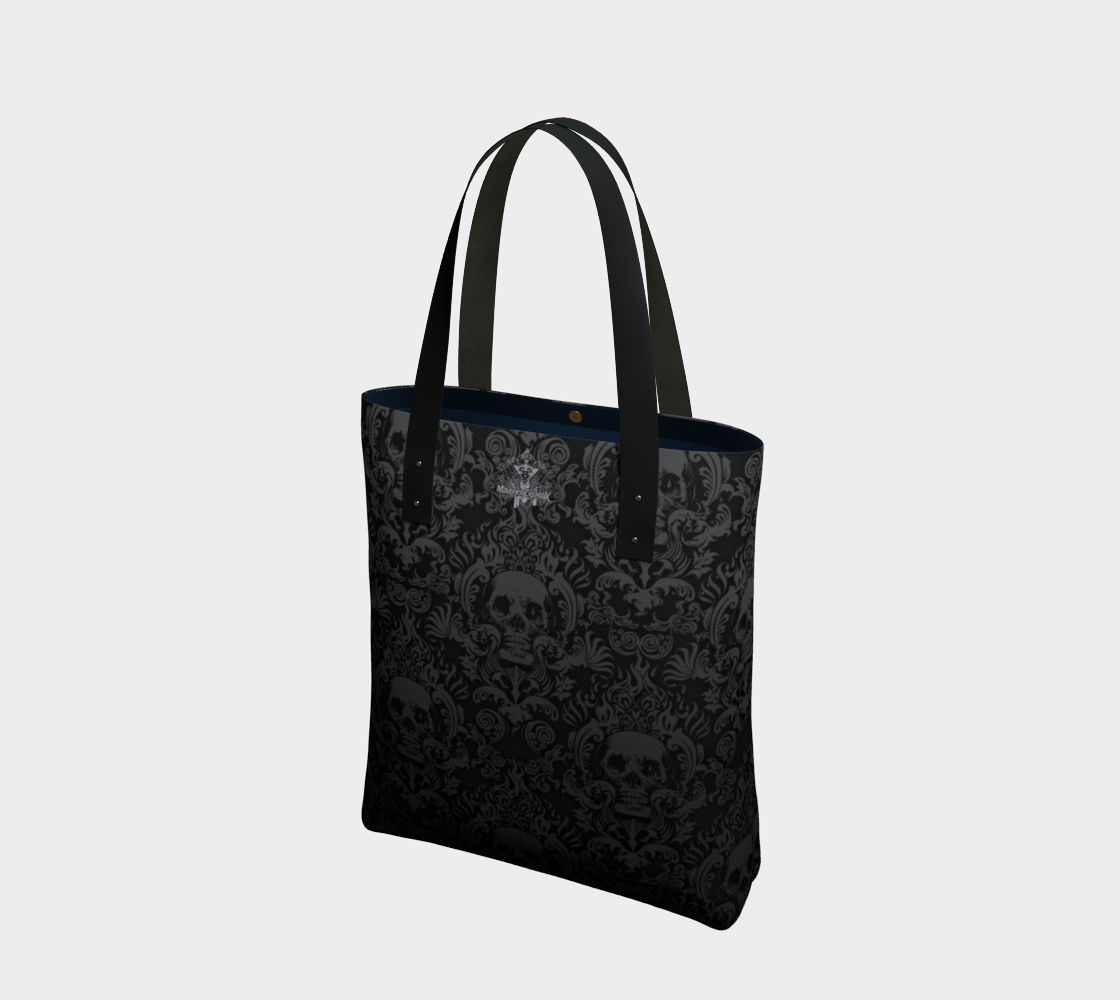 Skull Damask Bag Lined Tote Shoulder Bag