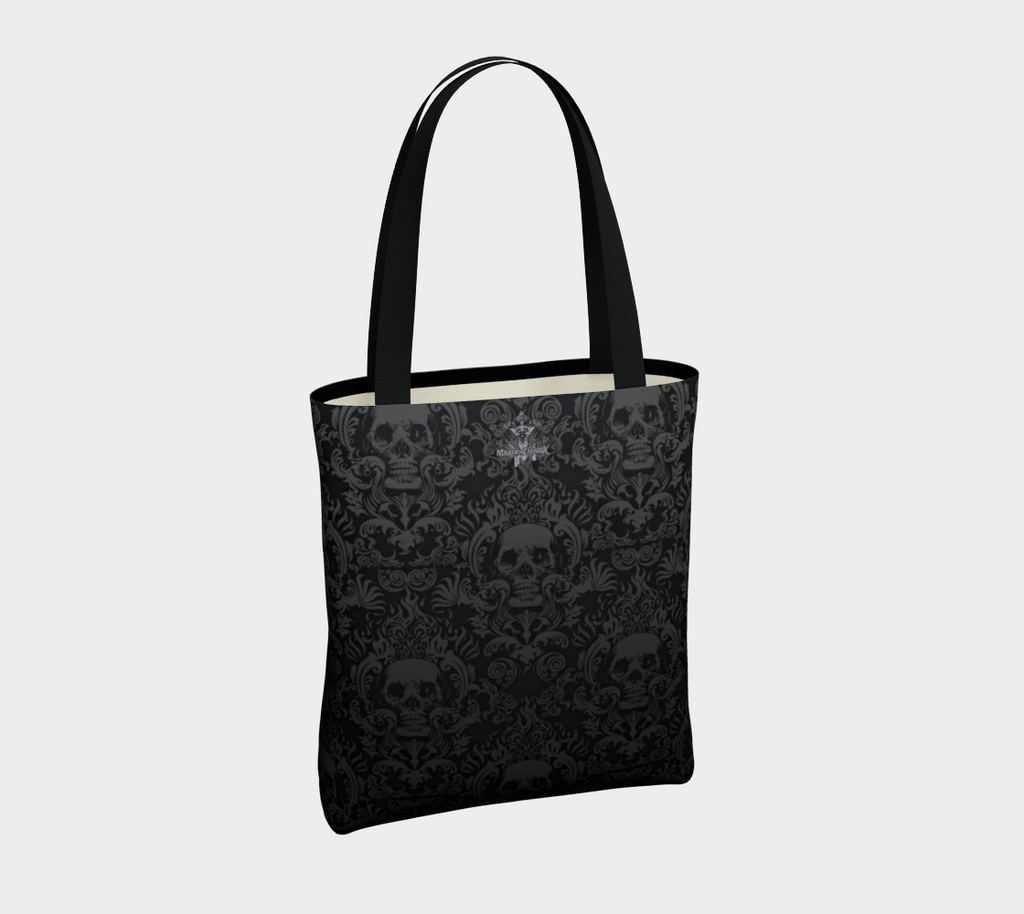 Skull Damask Bag Lined Tote Shoulder Bag
