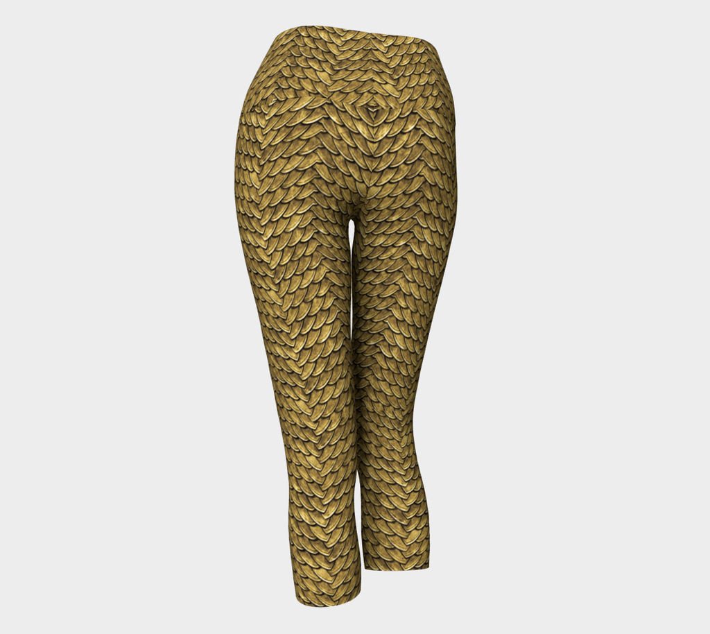 Golden Disco Dragon Scales Yoga Capris