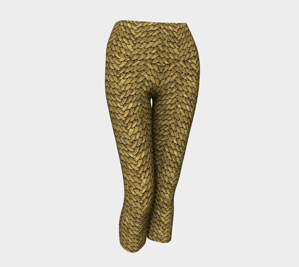 Golden Disco Dragon Scales Yoga Capris