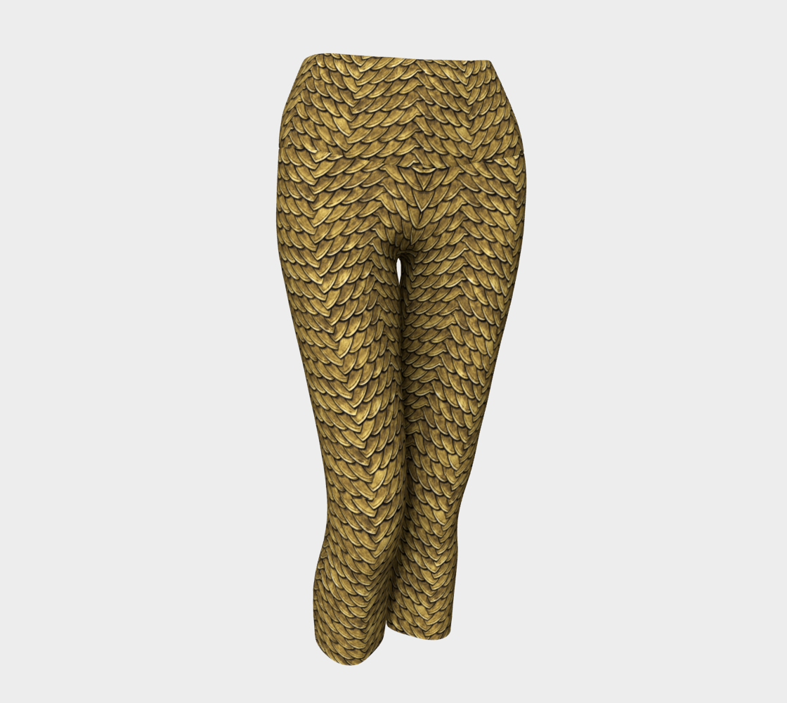 Golden Disco Dragon Scales Yoga Capris