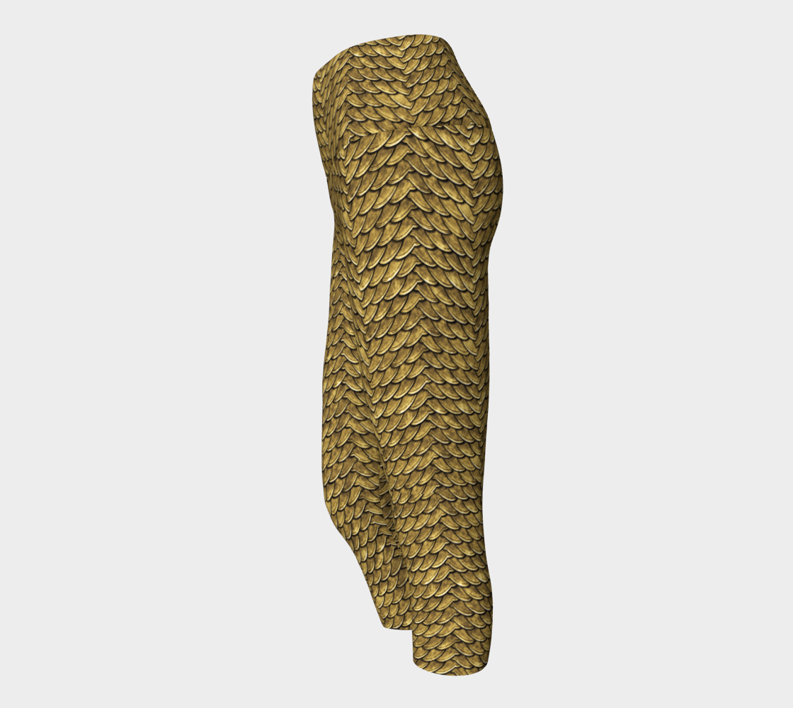 Golden Disco Dragon Scales Yoga Capris