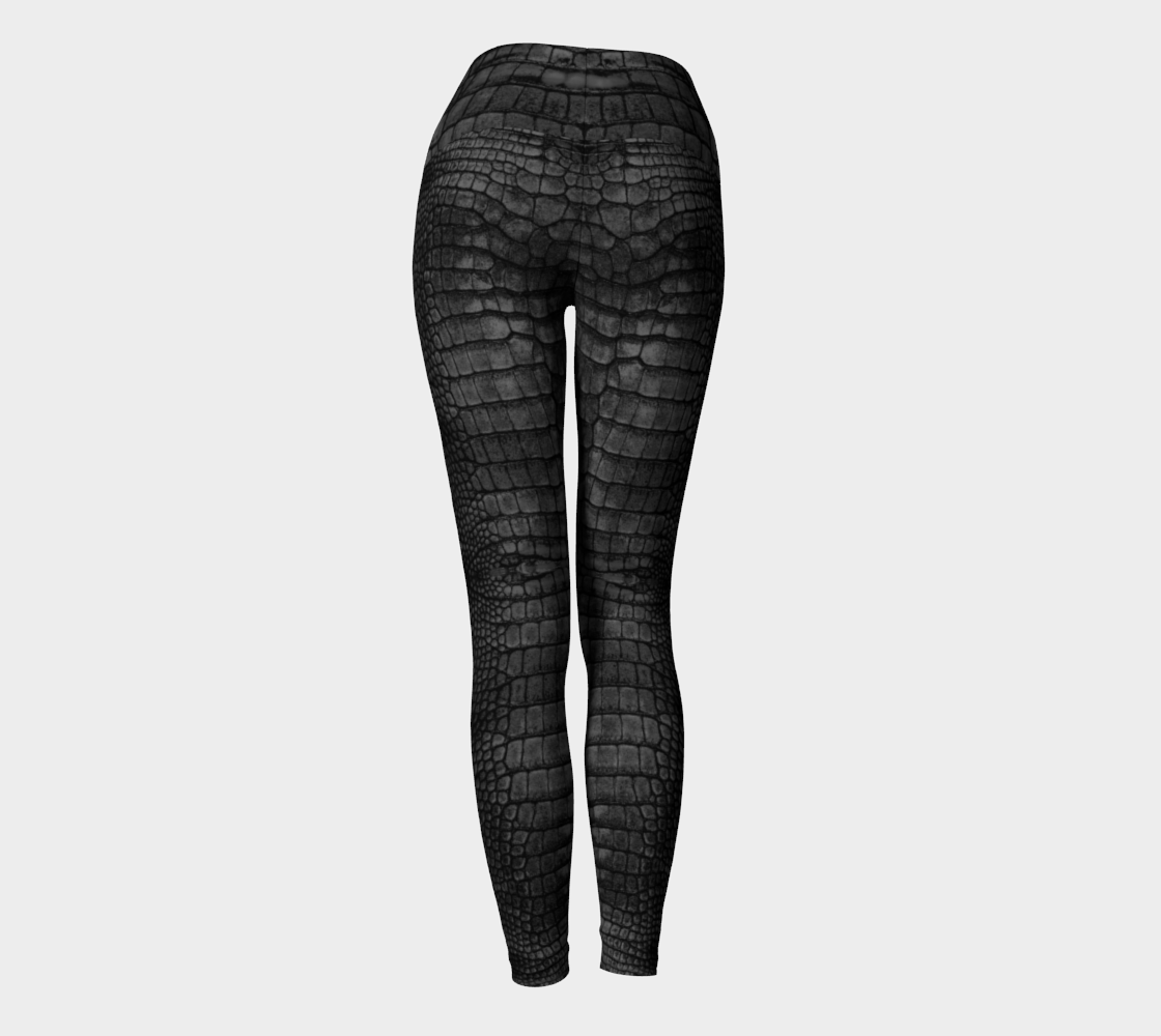 Dark Grey Dragon Crocodile Lizard Scales Yoga Leggings