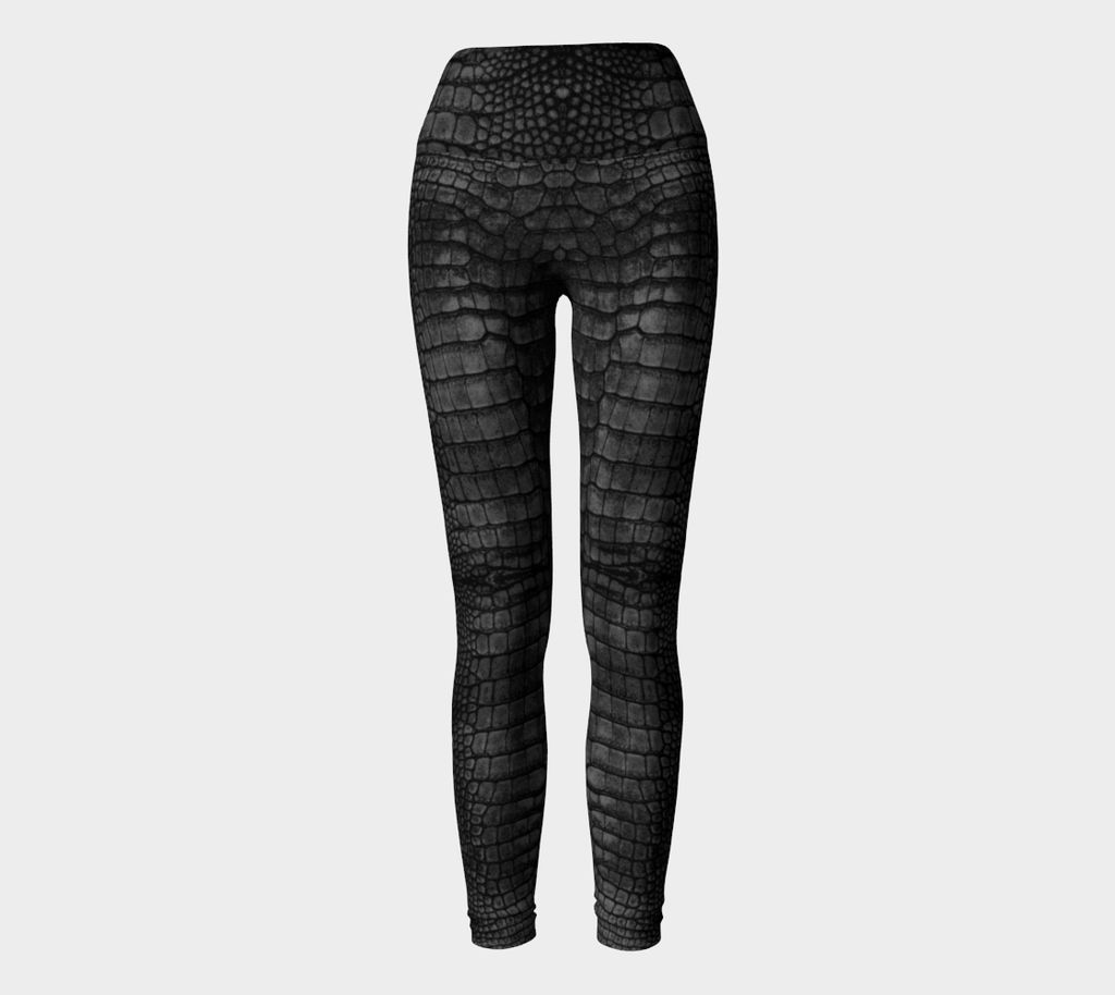 Dark Grey Dragon Crocodile Lizard Scales Yoga Leggings