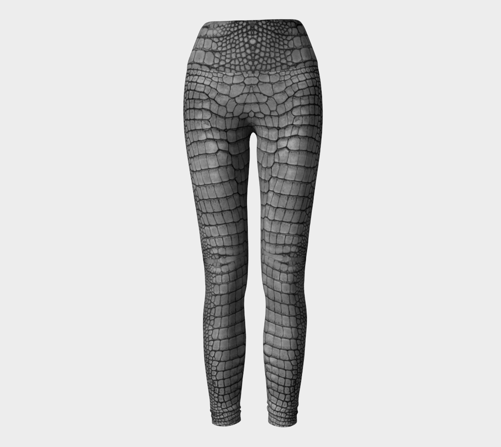 Grey Dragon Crocodile Lizard Scales Yoga Leggings