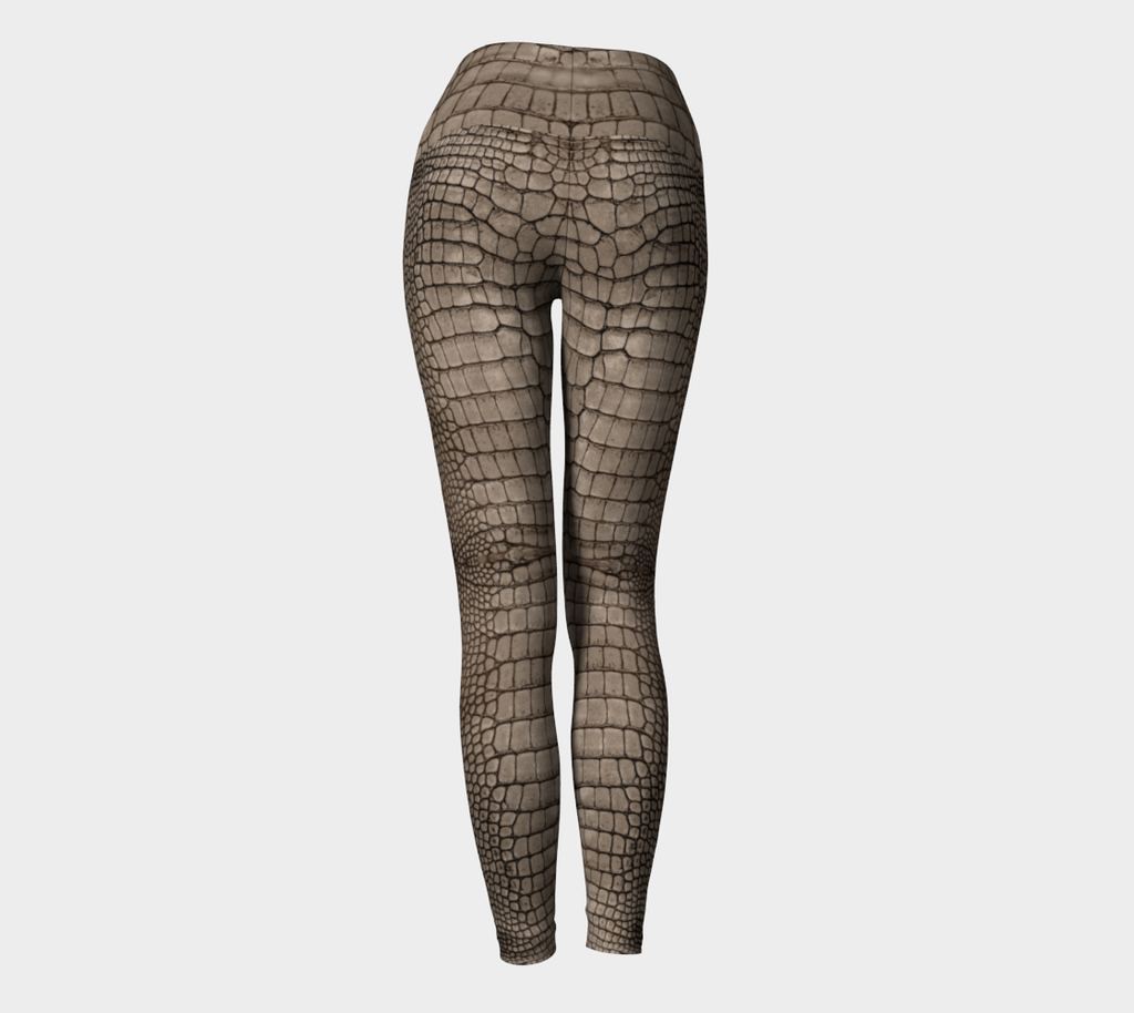 Tan Dragon Crocodile Lizard Scales Yoga Leggings