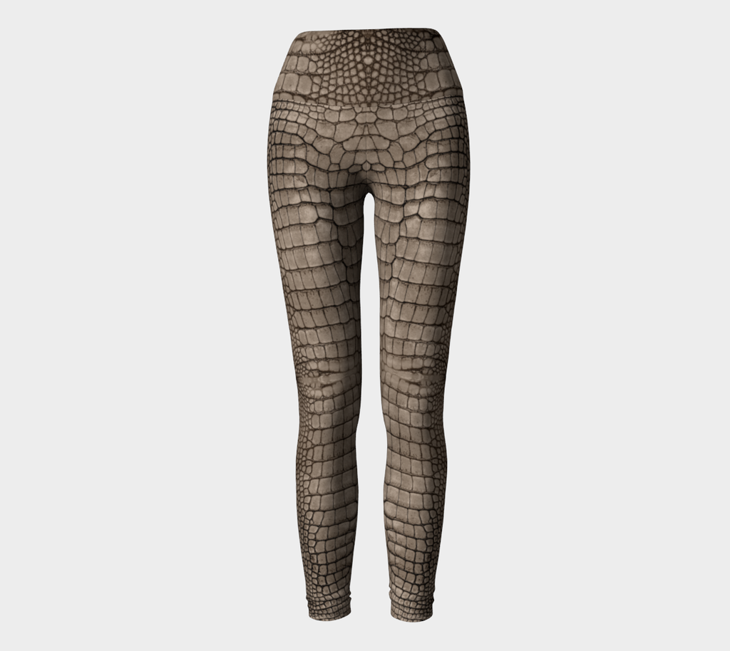 Tan Dragon Crocodile Lizard Scales Yoga Leggings