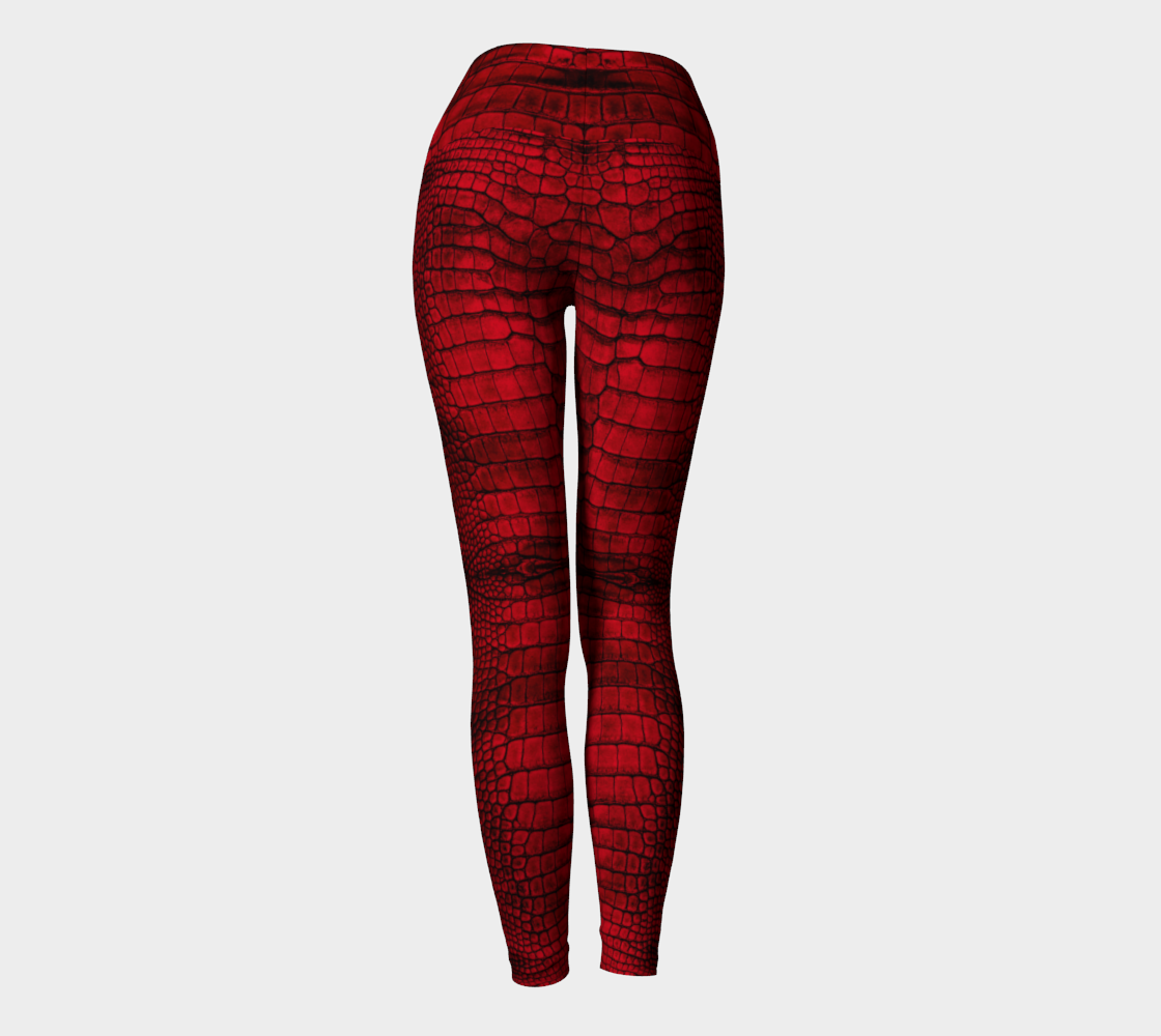 Blood Dragon Red Crocodile Lizard Scales Yoga Leggings