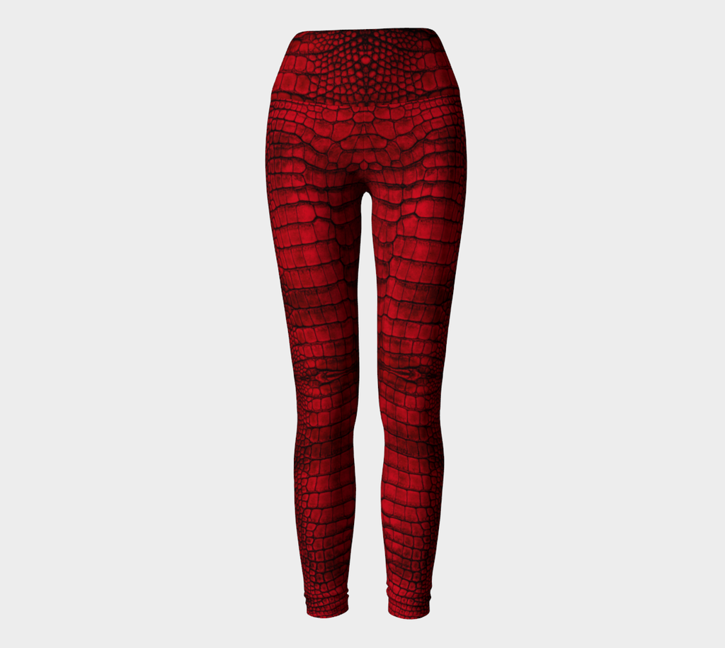 Blood Dragon Red Crocodile Lizard Scales Yoga Leggings