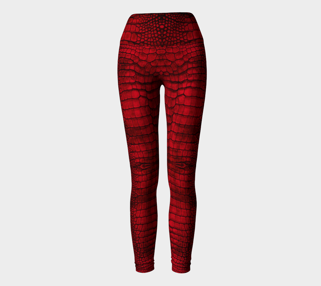 Blood Dragon Red Crocodile Lizard Scales Yoga Leggings