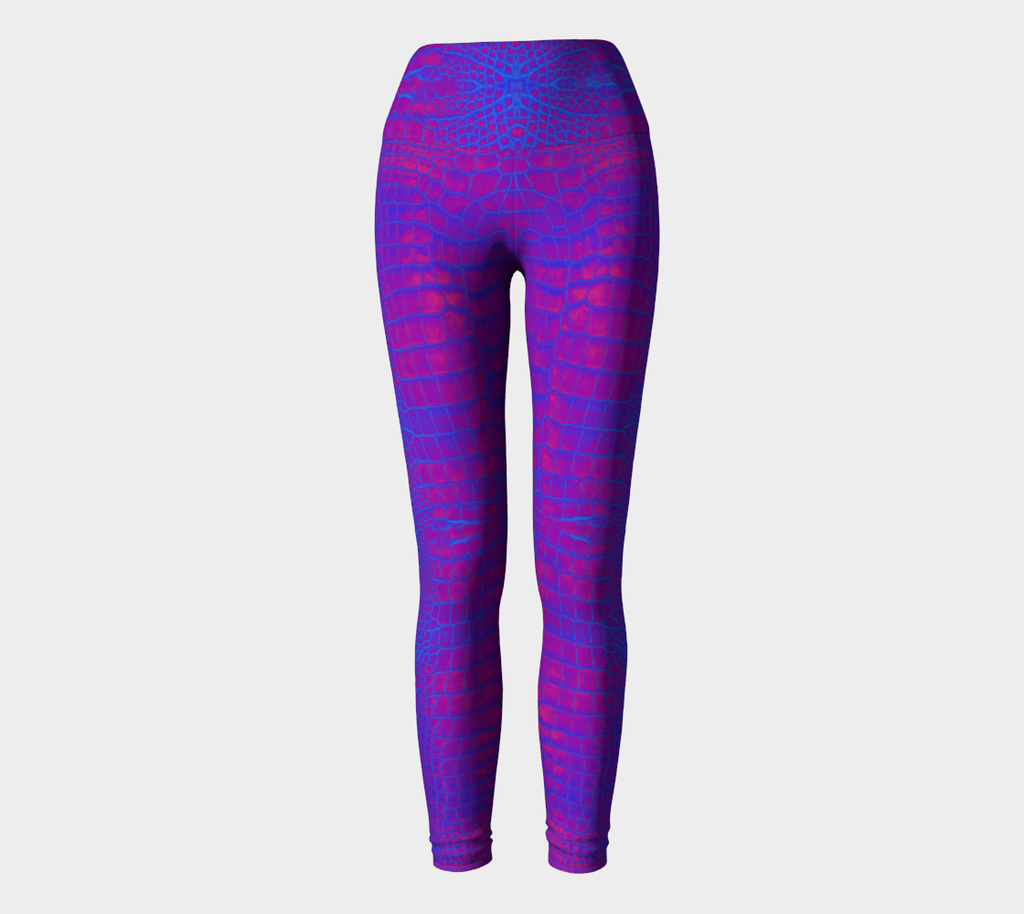 Violet Dragon Crocodile Reptile Scales Yoga Leggings