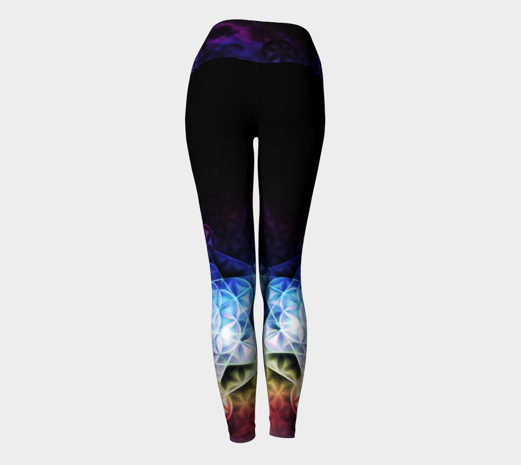 Airbrushed Rainbow Spectrum Flower of Life Yoga Leggings