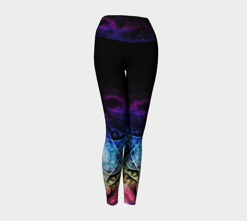 Airbrushed Rainbow Spectrum Flower of Life Yoga Leggings