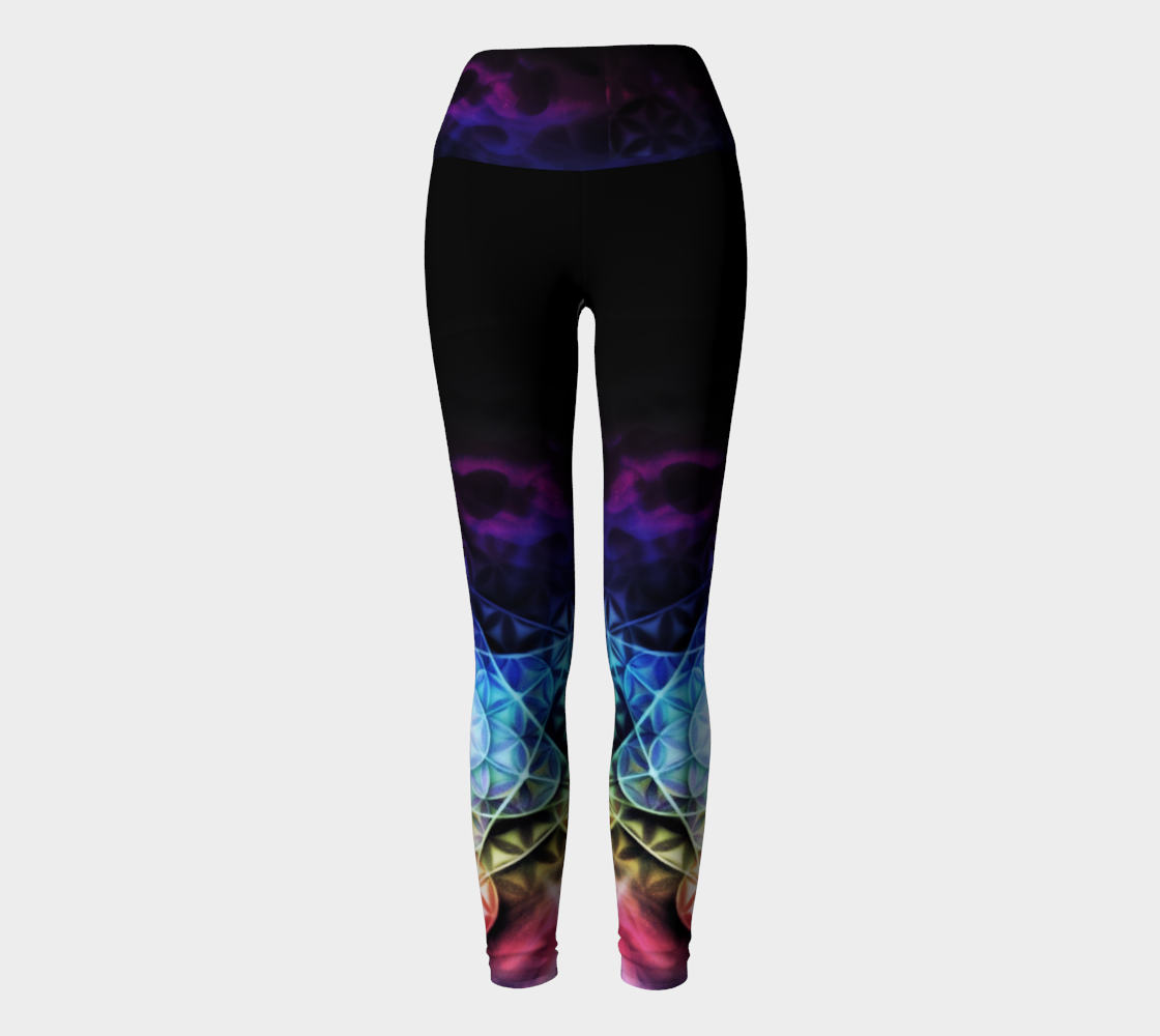 Airbrushed Rainbow Spectrum Flower of Life Yoga Leggings