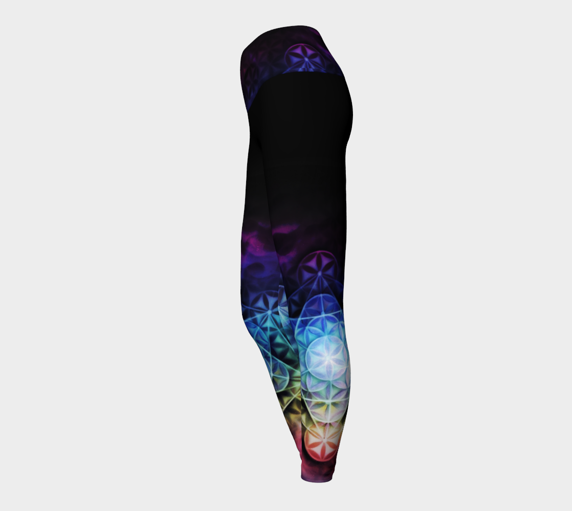 Airbrushed Rainbow Spectrum Flower of Life Yoga Leggings