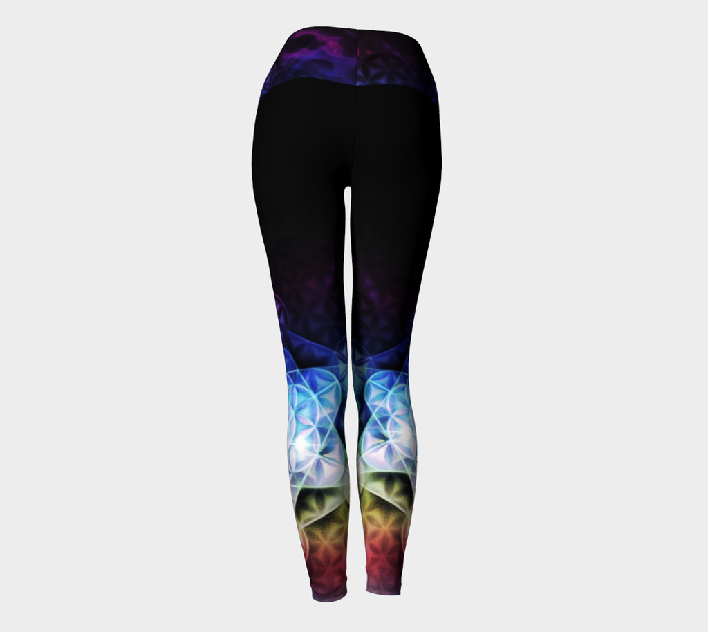 Airbrushed Rainbow Spectrum Flower of Life Yoga Leggings