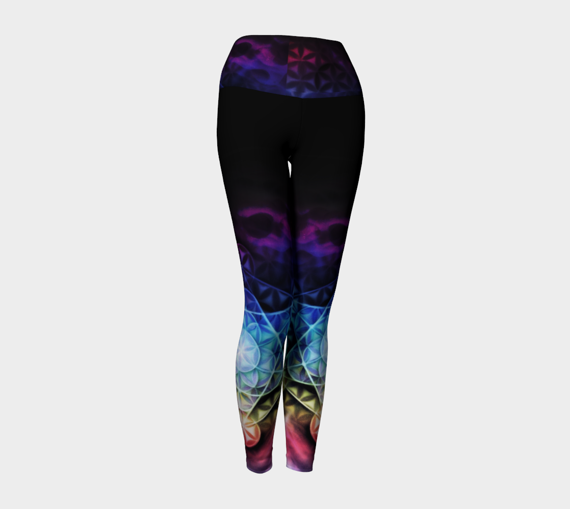 Airbrushed Rainbow Spectrum Flower of Life Yoga Leggings