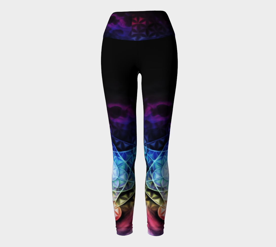 Airbrushed Rainbow Spectrum Flower of Life Yoga Leggings