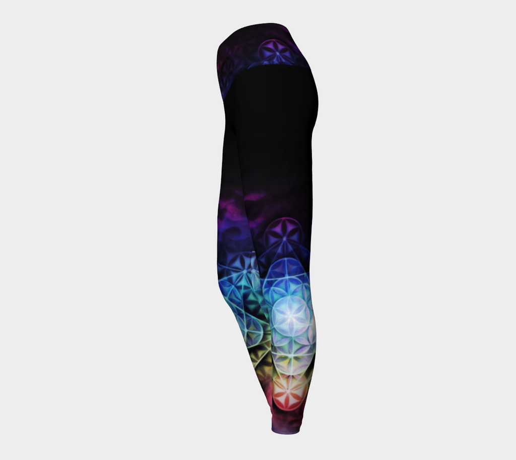 Airbrushed Rainbow Spectrum Flower of Life Yoga Leggings