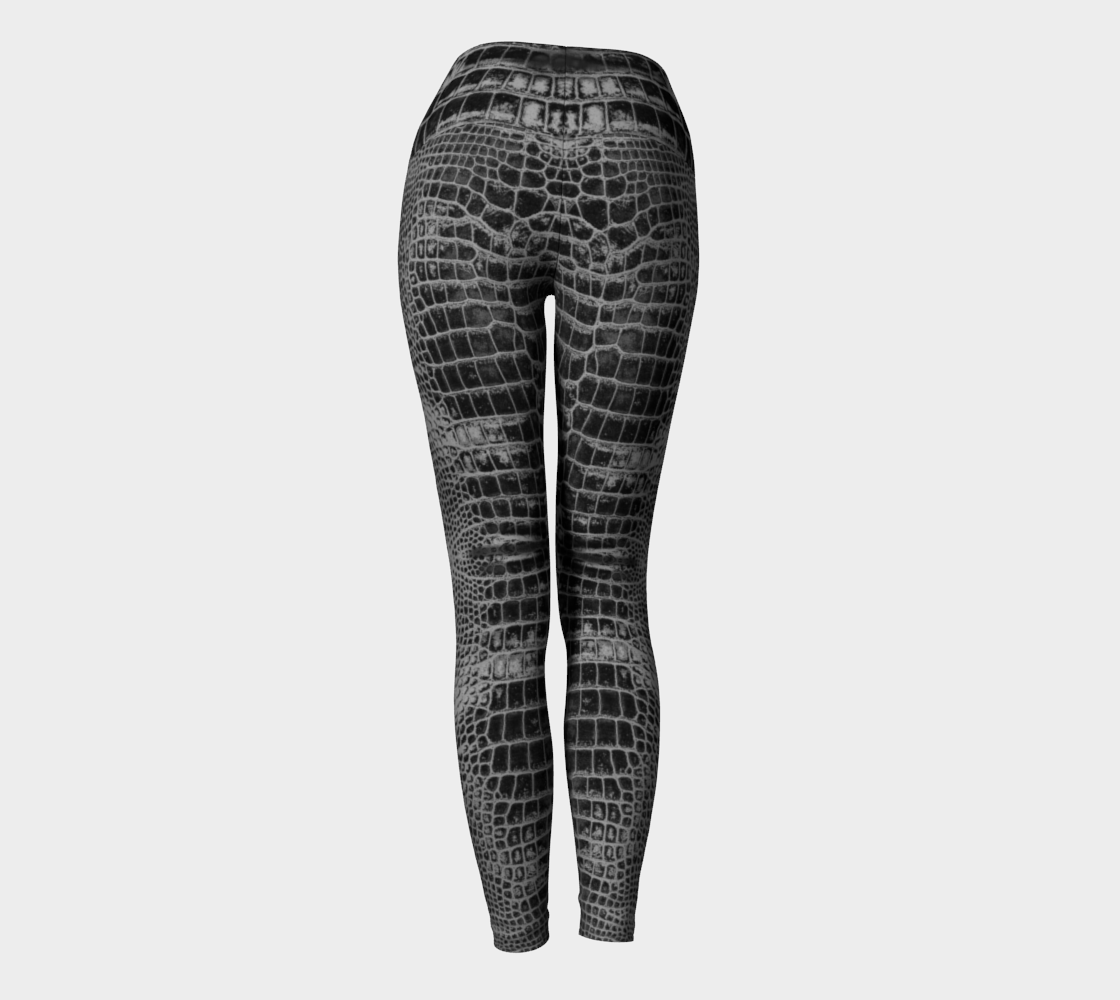 Crop Top & Yoga Leggings Set - Black Dragon Inverted Aligator Crocodile Scales Reptile Skin Pattern- Release Your Inner Dragon..