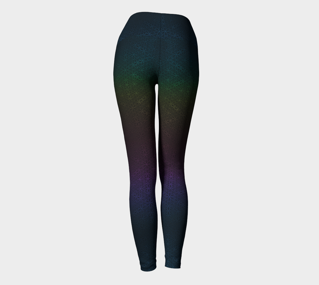 Dark Rainbow Flower of Life Yoga Leggings