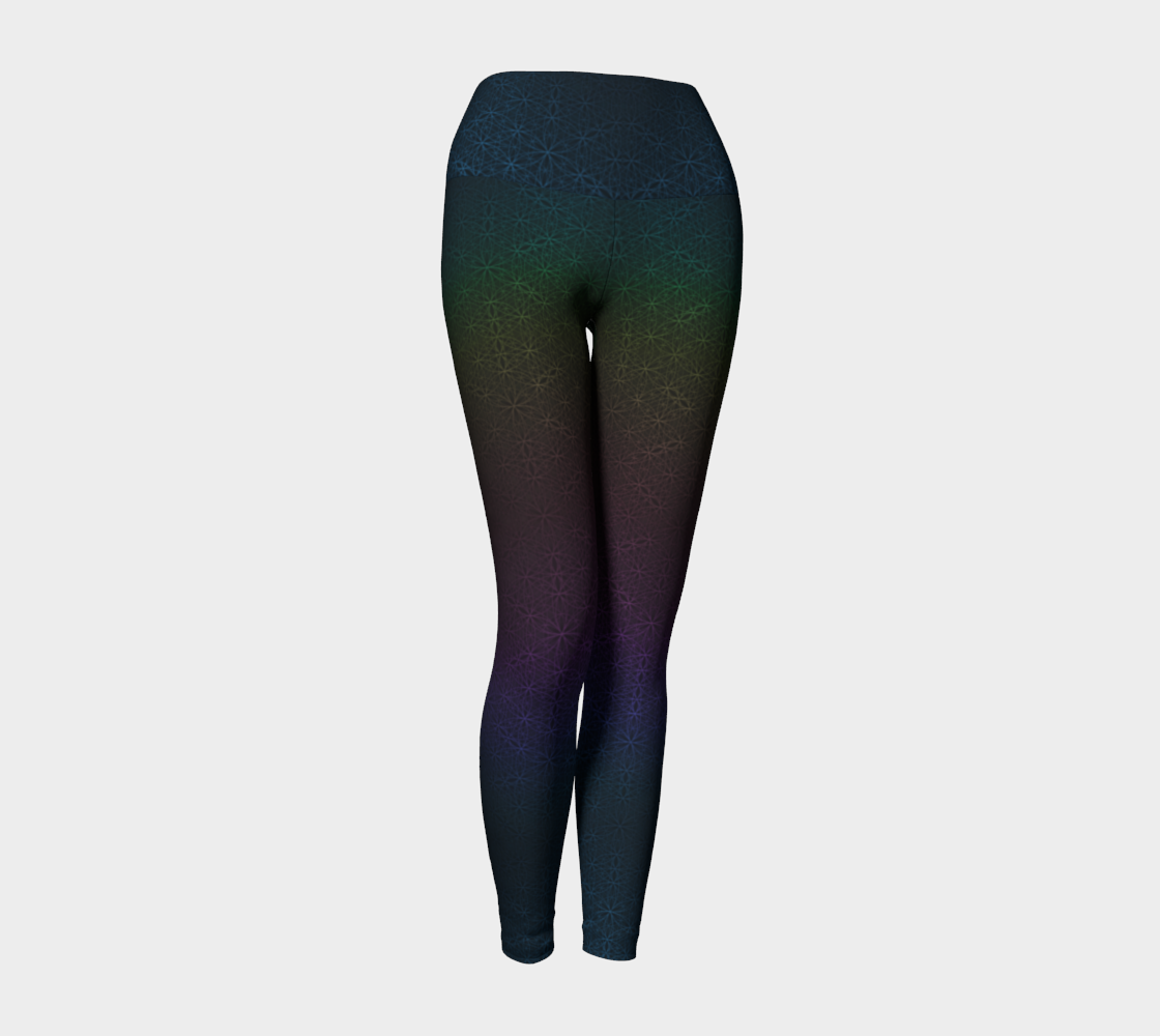 Dark Rainbow Flower of Life Yoga Leggings