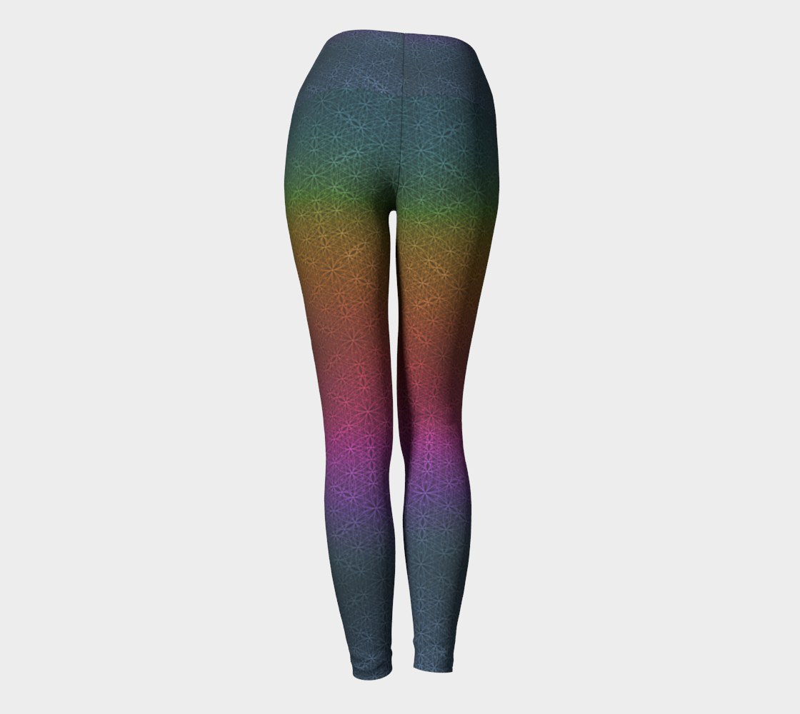 Rainbow Flower of Life Pattern (med) Yoga Leggings