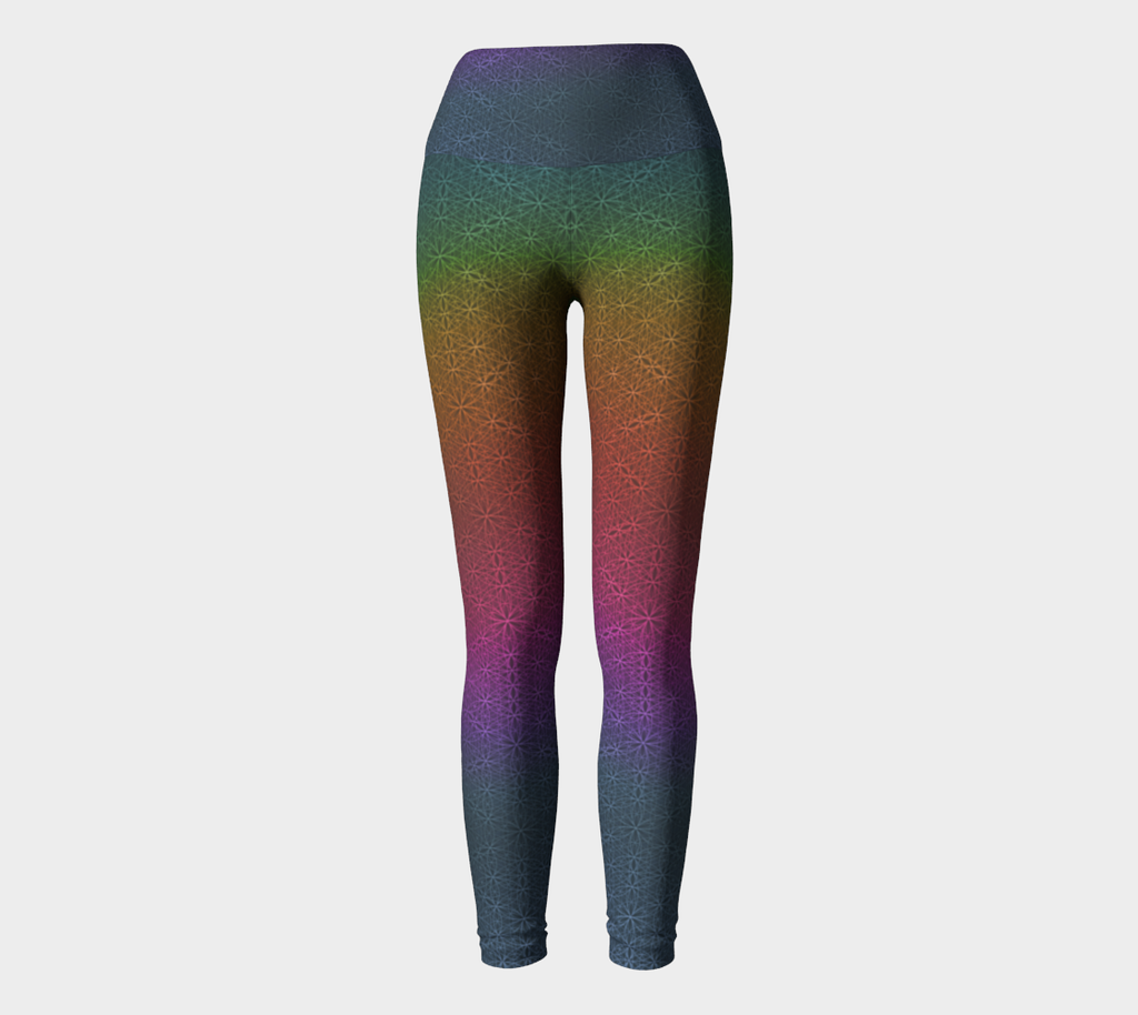 Rainbow Flower of Life Pattern (med) Yoga Leggings