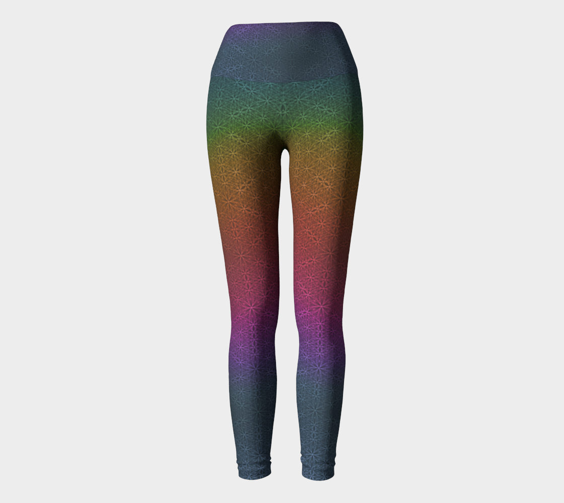 Rainbow Flower of Life Pattern (med) Yoga Leggings