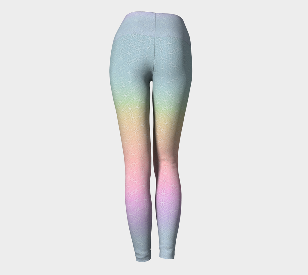 Light Rainbow Flower of Life Pattern Yoga Leggings