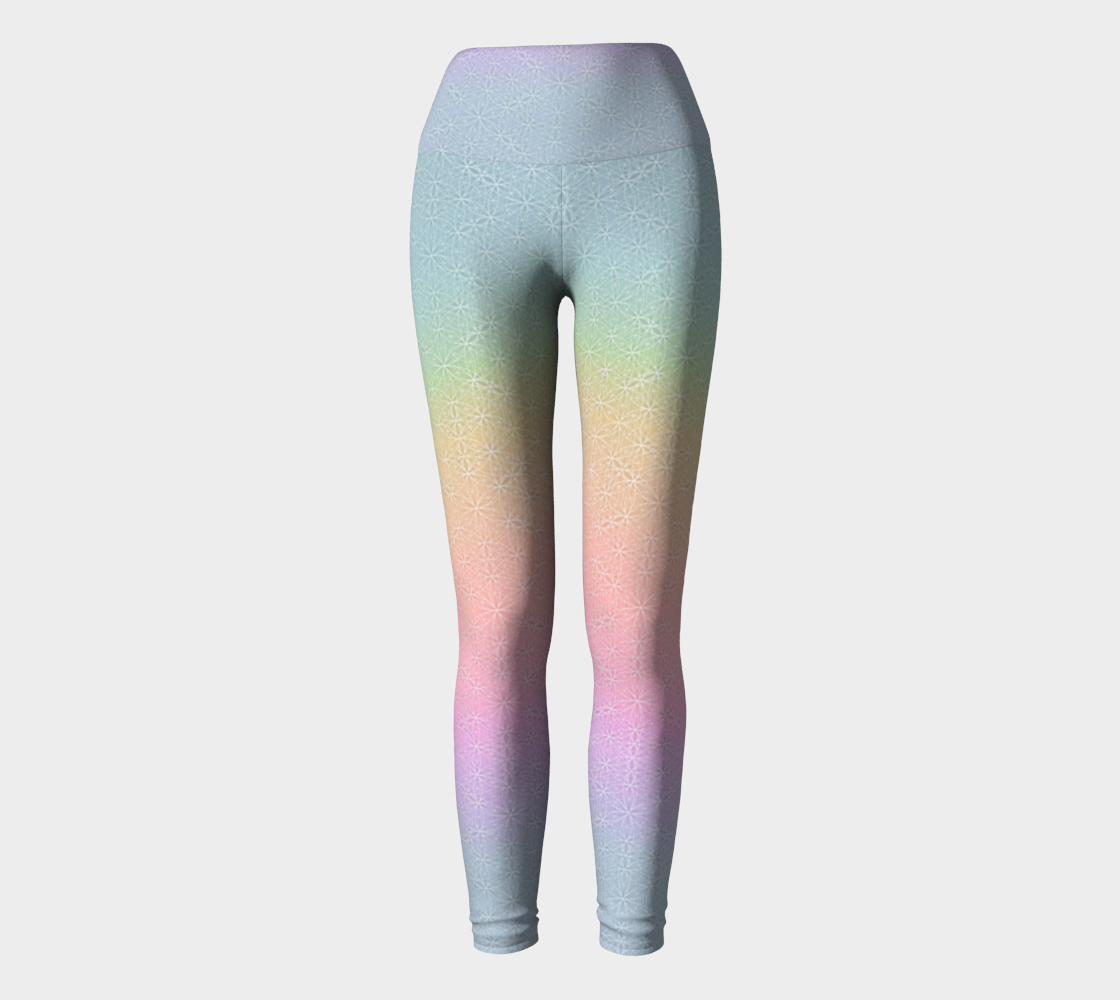 Light Rainbow Flower of Life Pattern Yoga Leggings