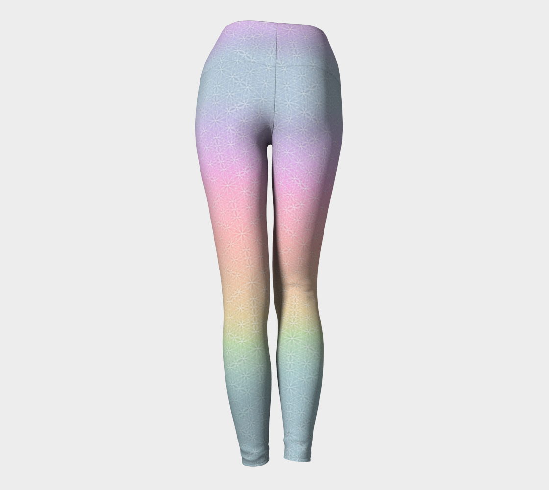 Light Rainbow Flower of Life Pattern Leggings