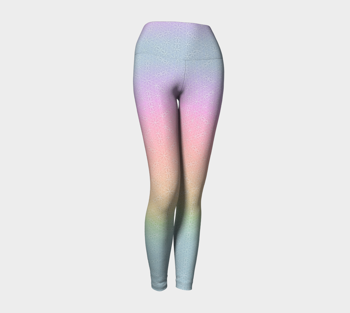 Light Rainbow Flower of Life Pattern Leggings