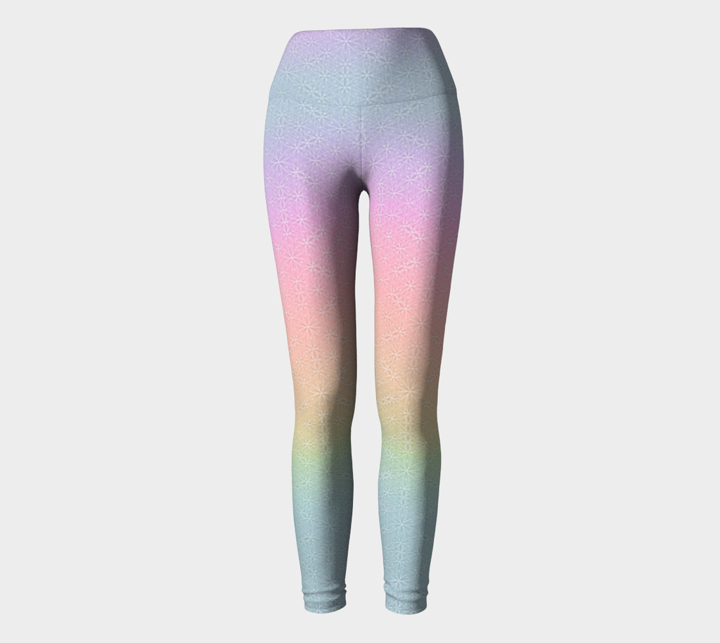 Light Rainbow Flower of Life Pattern Leggings