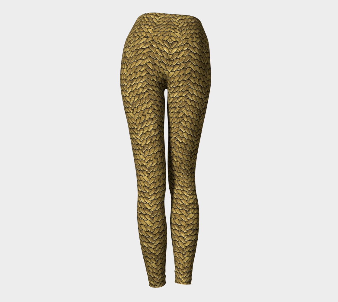 Golden Disco Dragon Scales Yoga Leggings