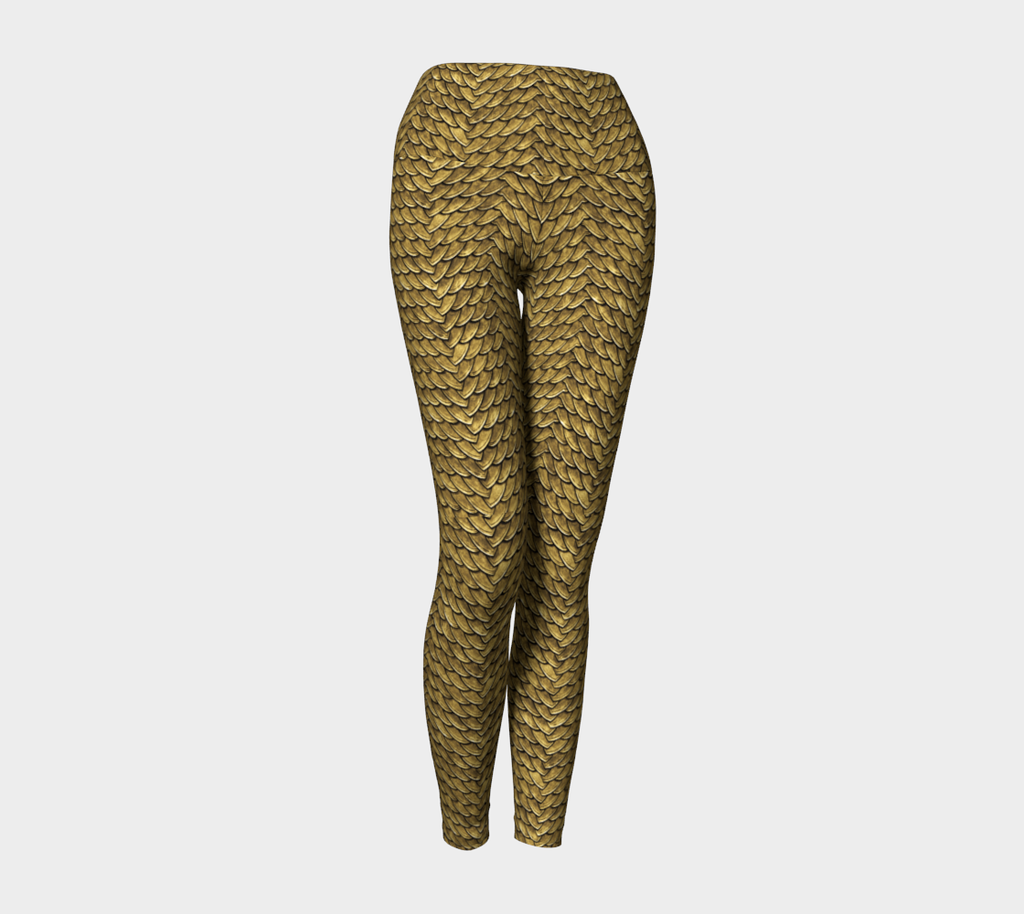 Golden Disco Dragon Scales Yoga Leggings