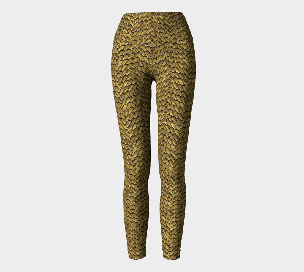Golden Disco Dragon Scales Yoga Leggings