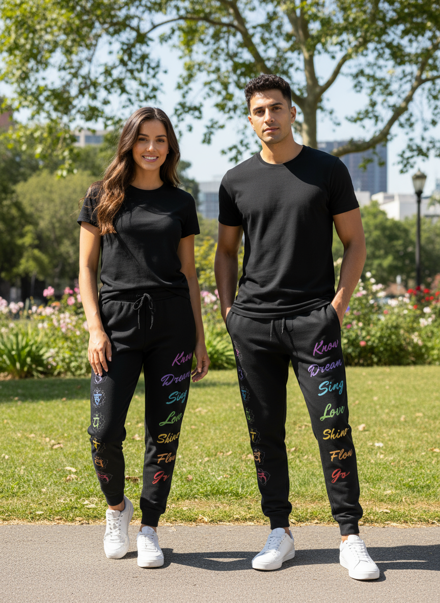 Chakra Mantras Unisex Joggers Black